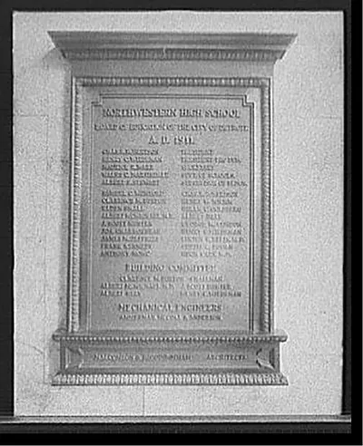 [Northwestern High School, plaque in entrance, Detroit, Mich.]