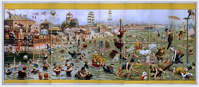 [Coney Island beach and boardwalk scenes]