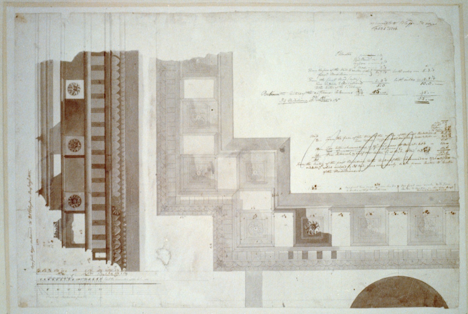 [United States Capitol, Washington, D.C. Hall of Representatives - cornice, ceiling plan], 1815 August 19 and 1816 February 5. — historic drawing