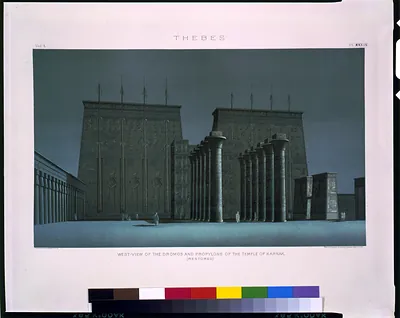 Thebes--West-view of the dromos and propylons of the Temple of Karnak (restored) / Cosack & Company, Buffalo, N.Y., U.S.A.