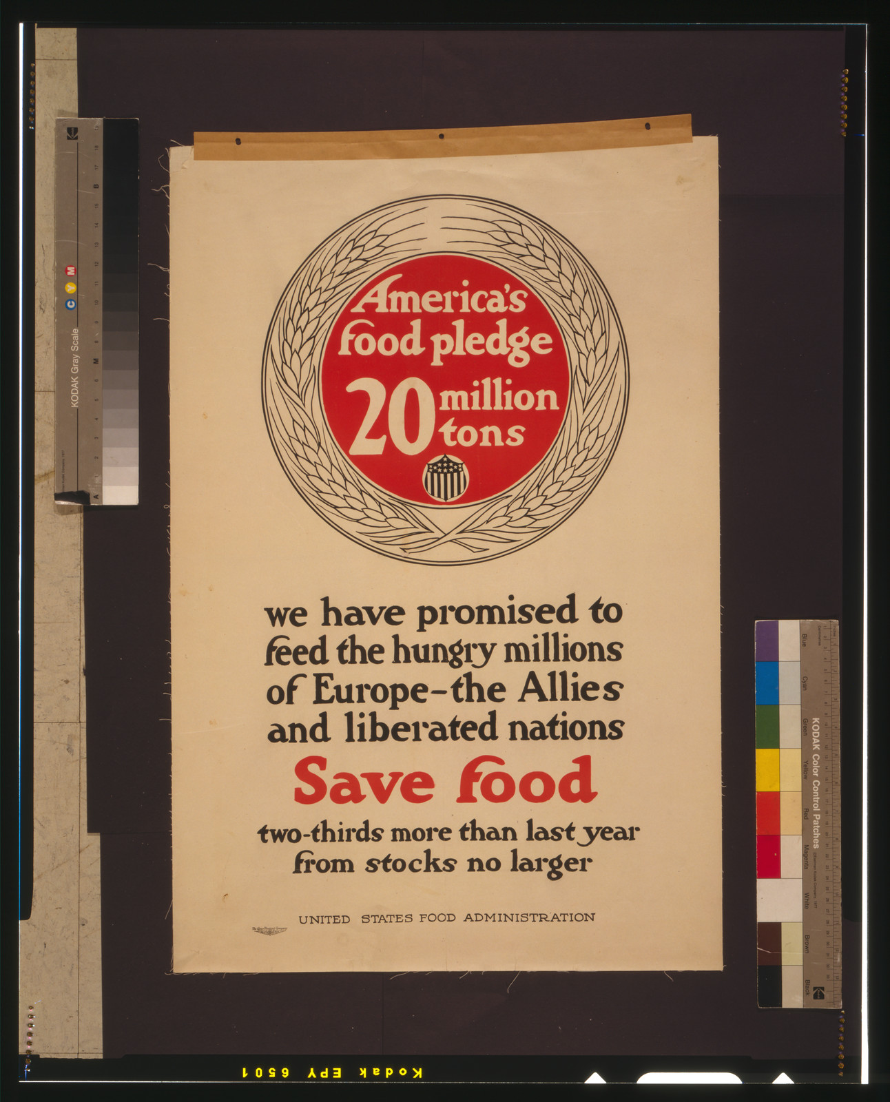 America's food pledge, 20 million tons / The Carey Printing Company, New York., [1917] — vintage poster