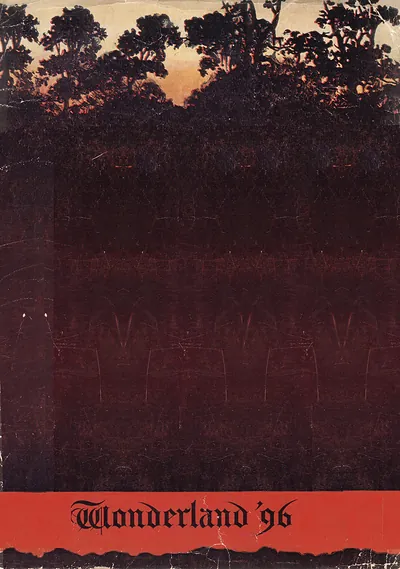 Wonderland '96 cover with silhouetted trees at dusk