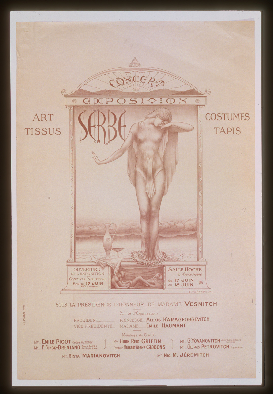 Concert et exposition serbe, 1916 — vintage poster