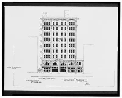 [Adelphia Theatre (New Gayety Theatre; Columbia Theatre) and Hotel Planter, N. Clark St. near W. Madison St., Chicago, Illinois] / AFD 1926.