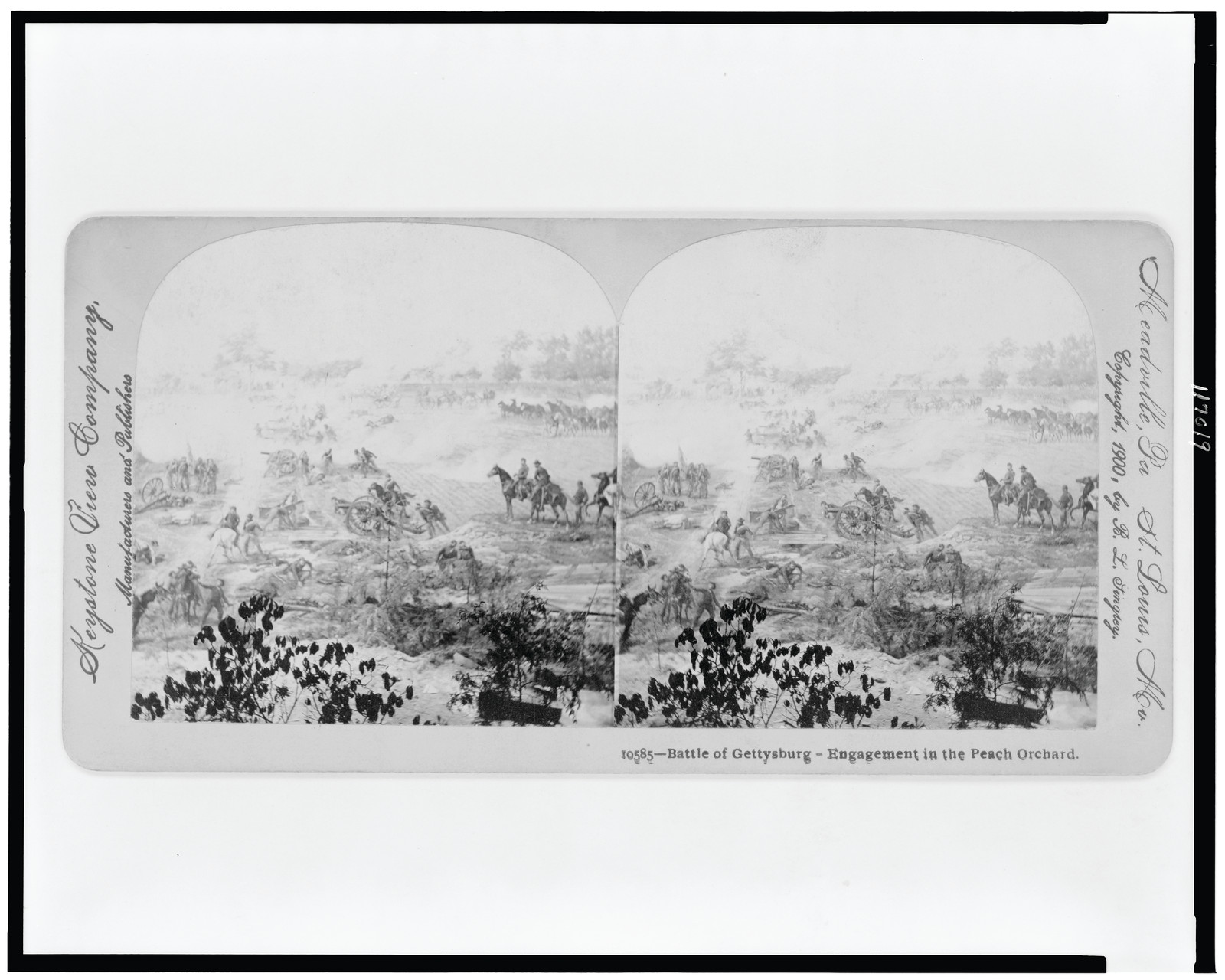 Battle of Gettysburg - Engagement in the Peach Orchard, Meadville, Pa. : Keystone View Co., c1900. — historic photograph