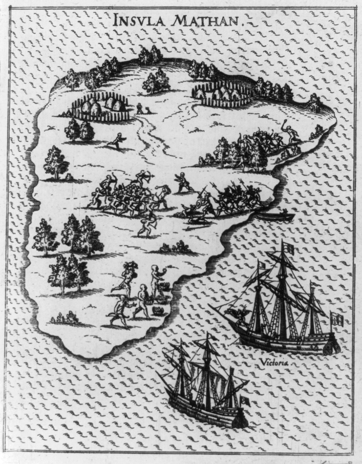 Insula Mathan — antique engraving