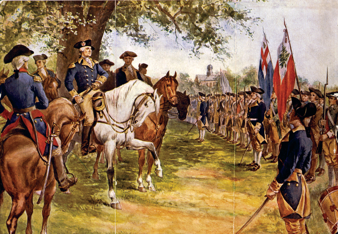 Washington Taking Command Of The American Army Under The Old Elm At Cambridge, c. 1908 — historic print
