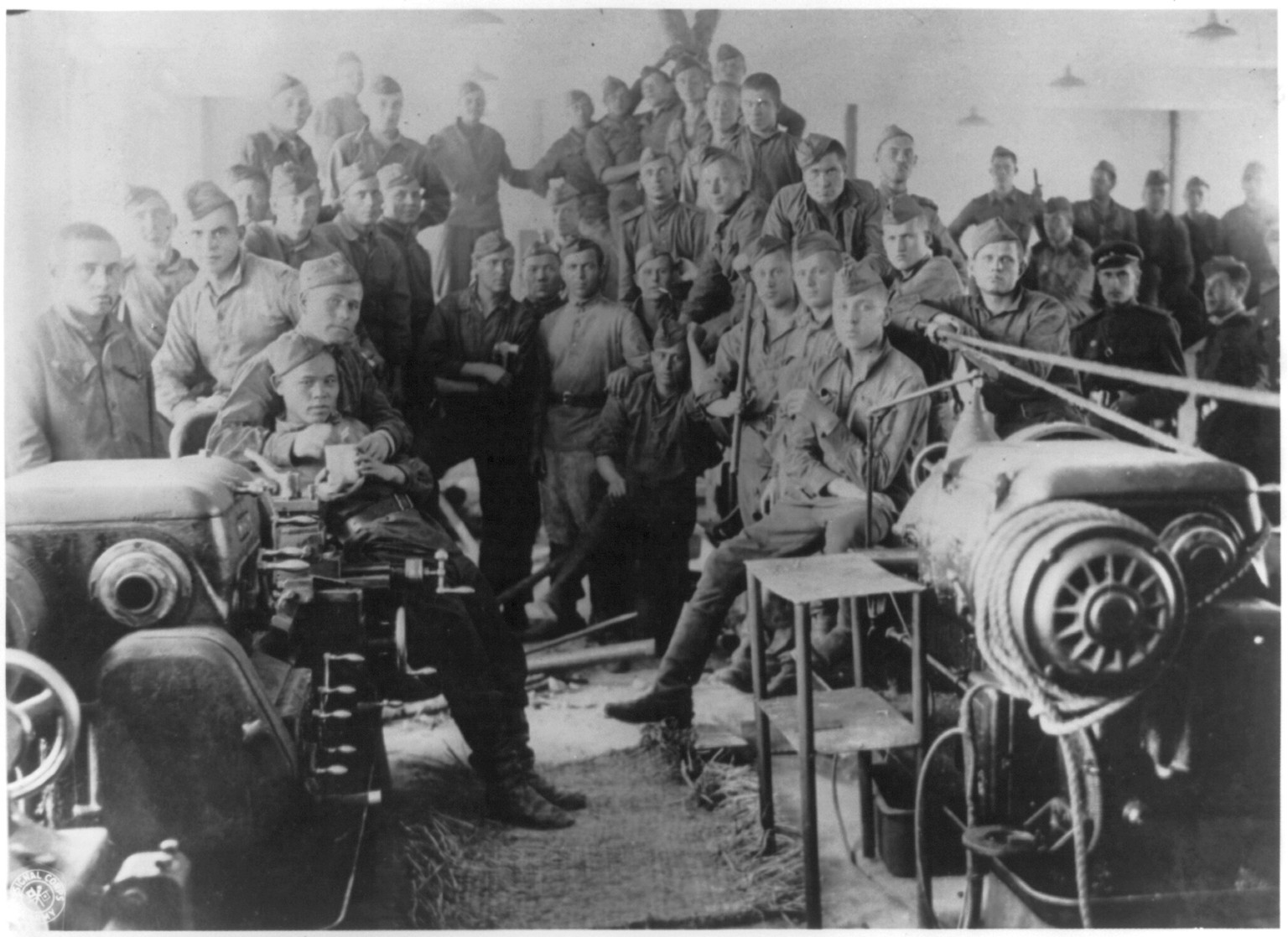 Manchuria - Soviet soldiers in process of removing industrial equipment from Manchurain factories, 1946 — historic photograph