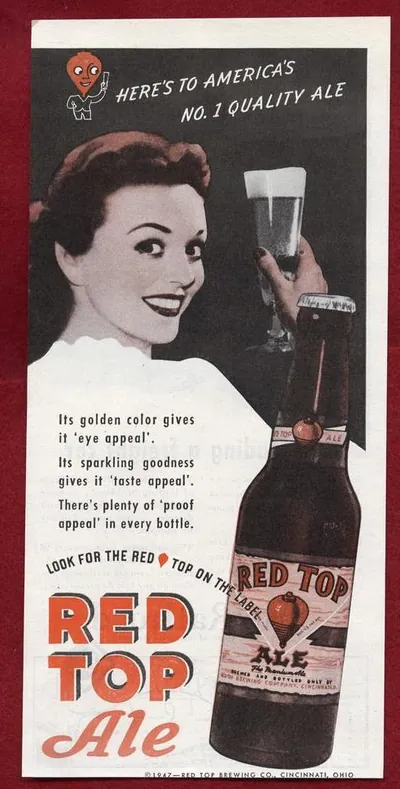 Red Top Ale advertisement: "Here's to America's No. 1 Quality Ale