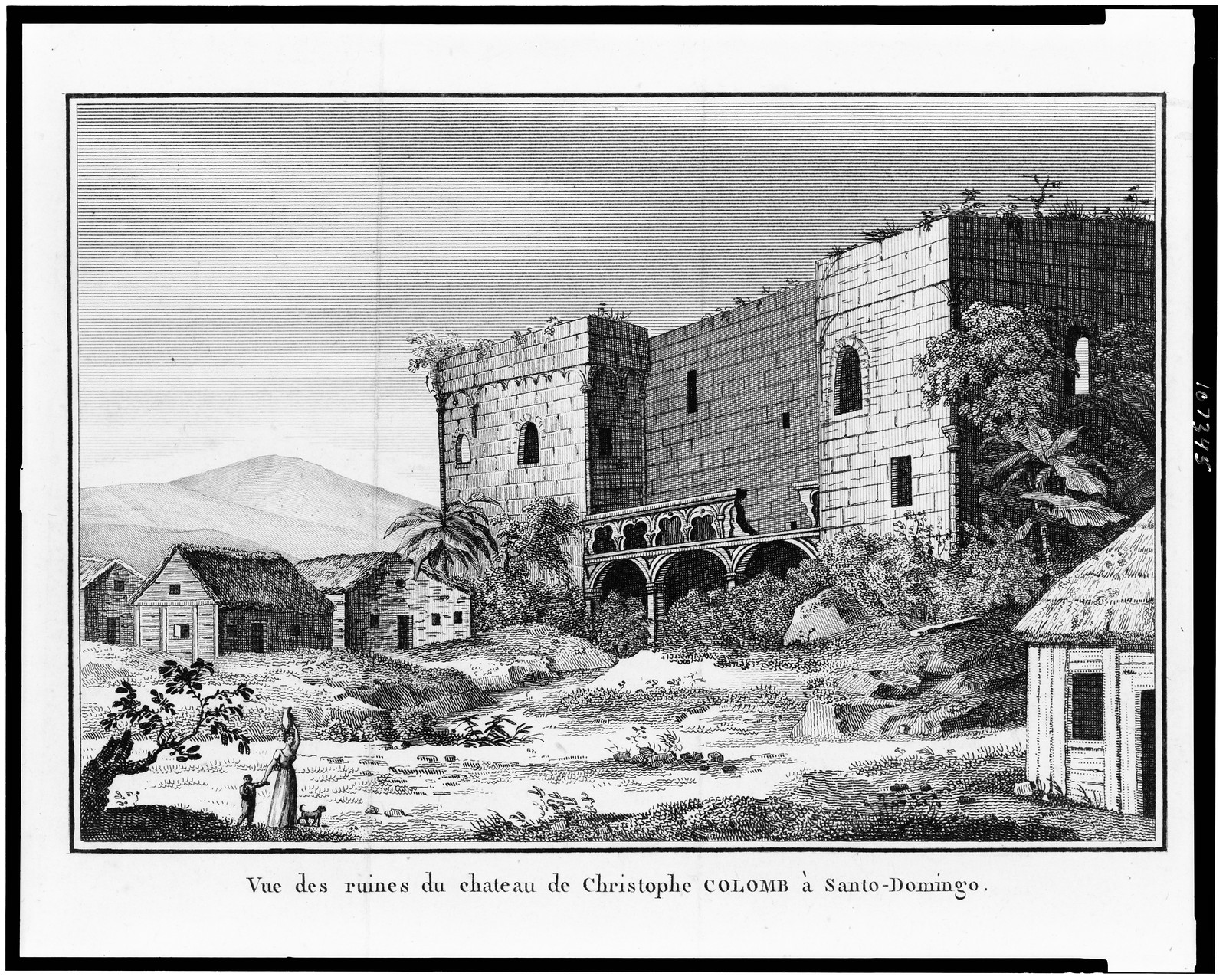 Vue des ruines du chateau de Christophe Colomb à Santo-Domingo, [18--?] — historic print