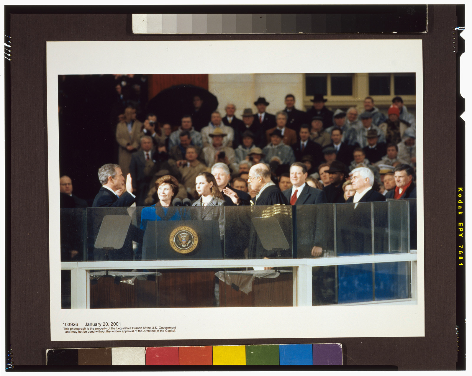 [President George W. Bush taking the oath of office, Jan. 2001] — historic print