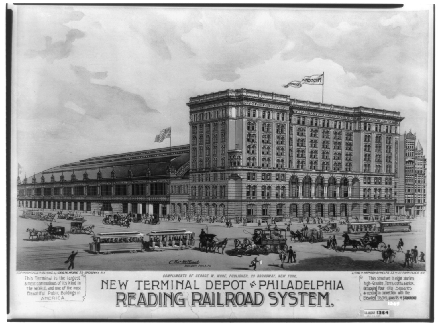 New terminal depot at Philadelphia. Reading railroad system, [no date recorded on shelflist card] — historic print