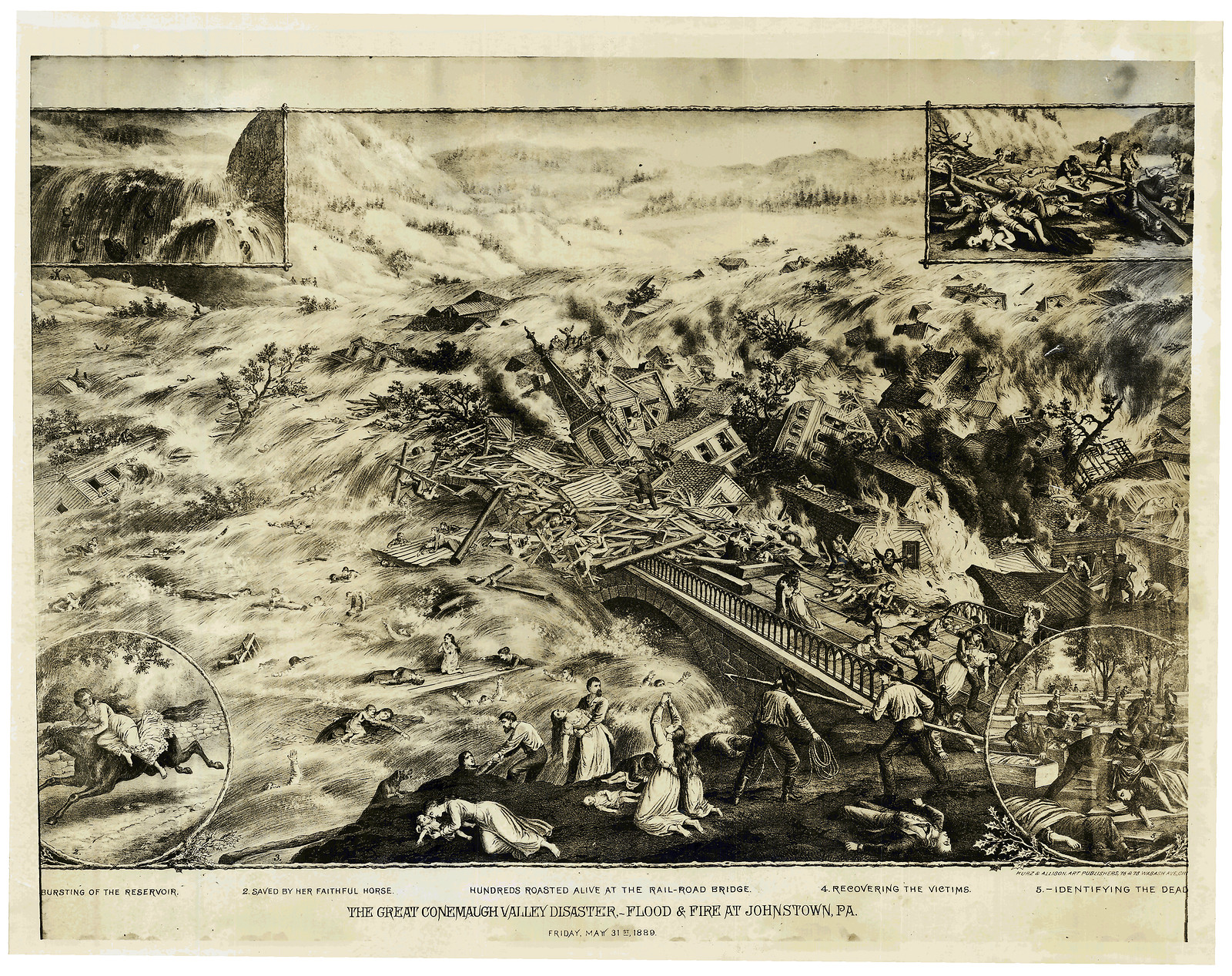 Johnstown Flood Great Conemaugh Valley Disaster A, Pennsylvania — antique map