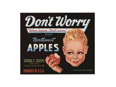 Don't Worry Northwest Apples crate label