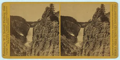 Lower Falls of the Yellowstone, stereoscopic card view