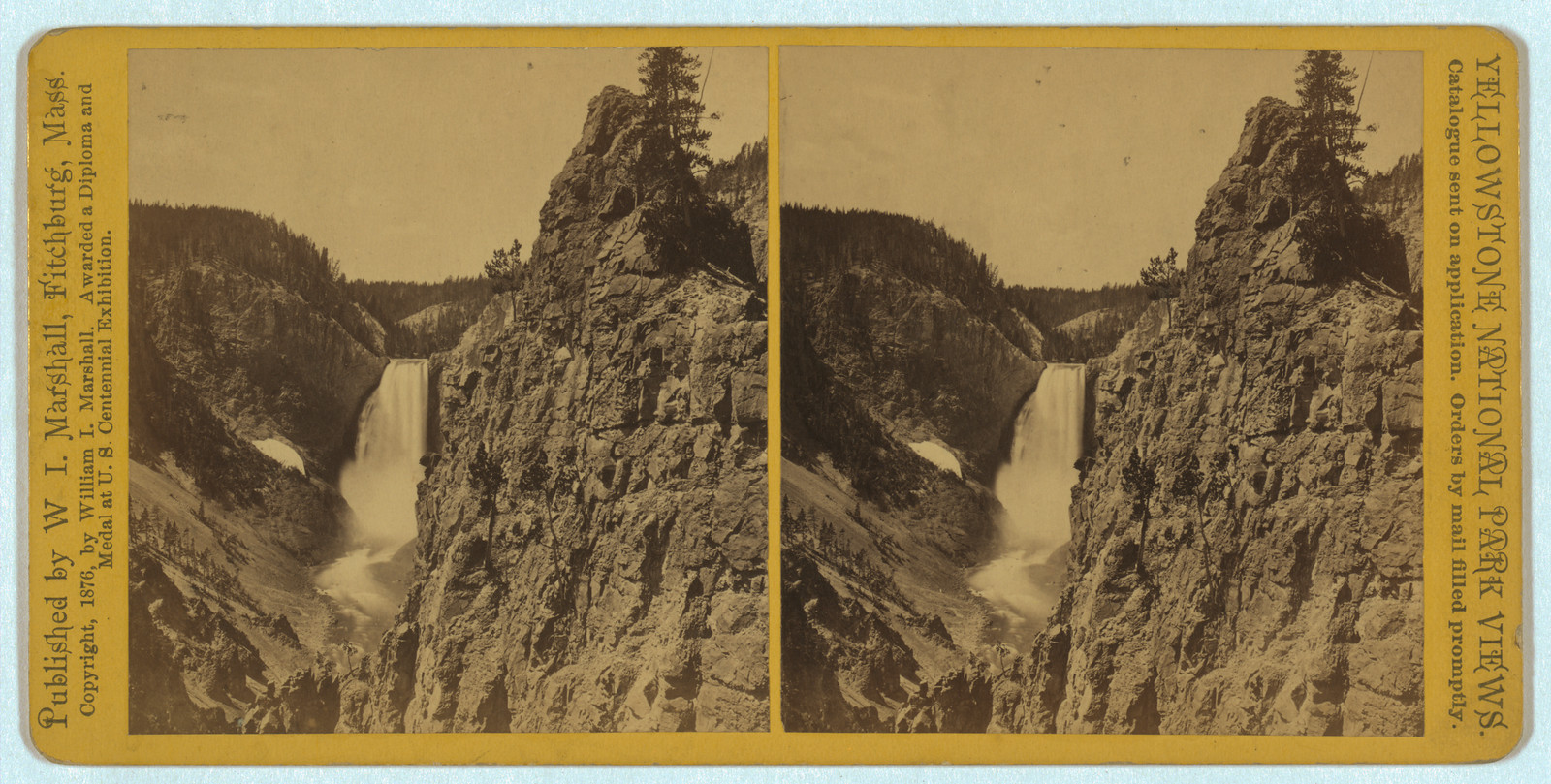 Lower Falls of the Yellowstone, stereoscopic card view — stereograph