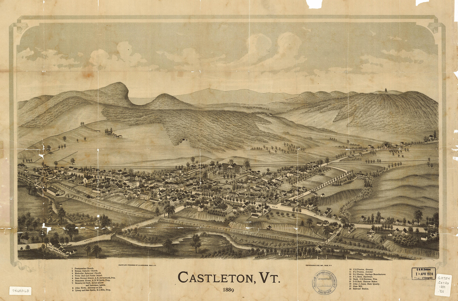 Castleton, Vermont, 1889, 1889 — antique map