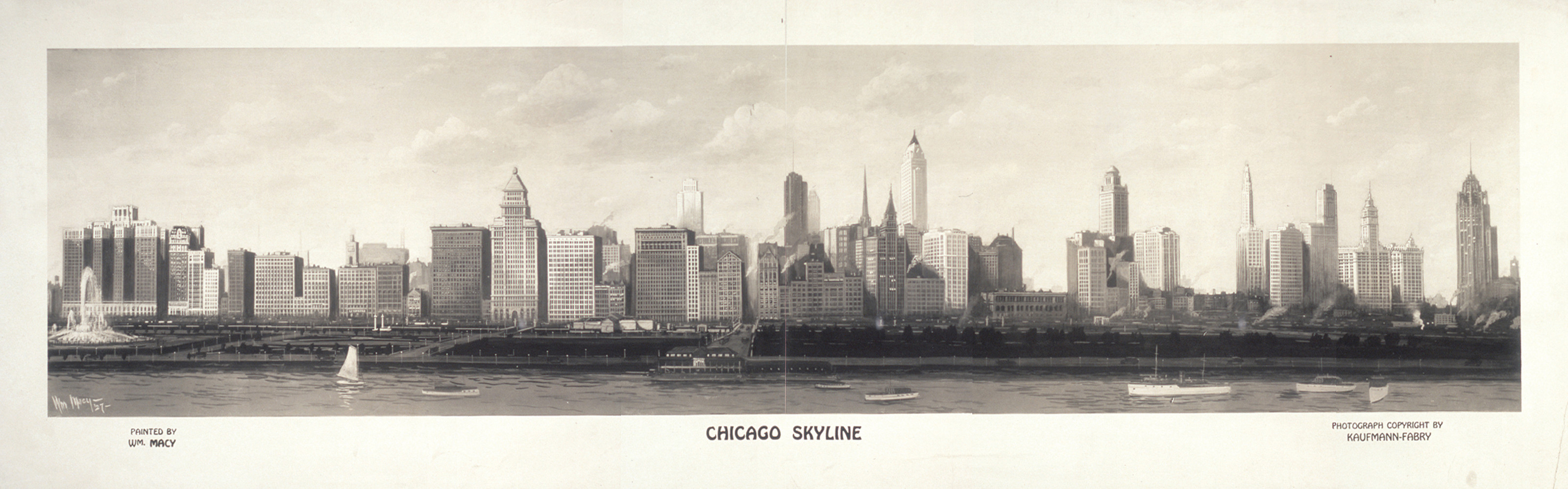 Chicago skyline, Illinois, 1927, 1927 — historic image