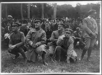 [Army and Navy baseball game, Rome, Italy; soldiers watching]