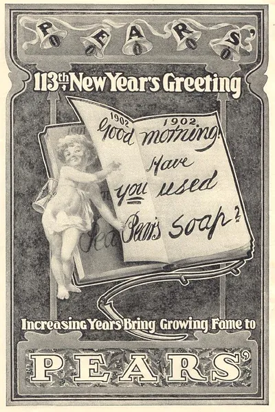 Pears soap 113th New Year's Greeting advertisement, 1902
