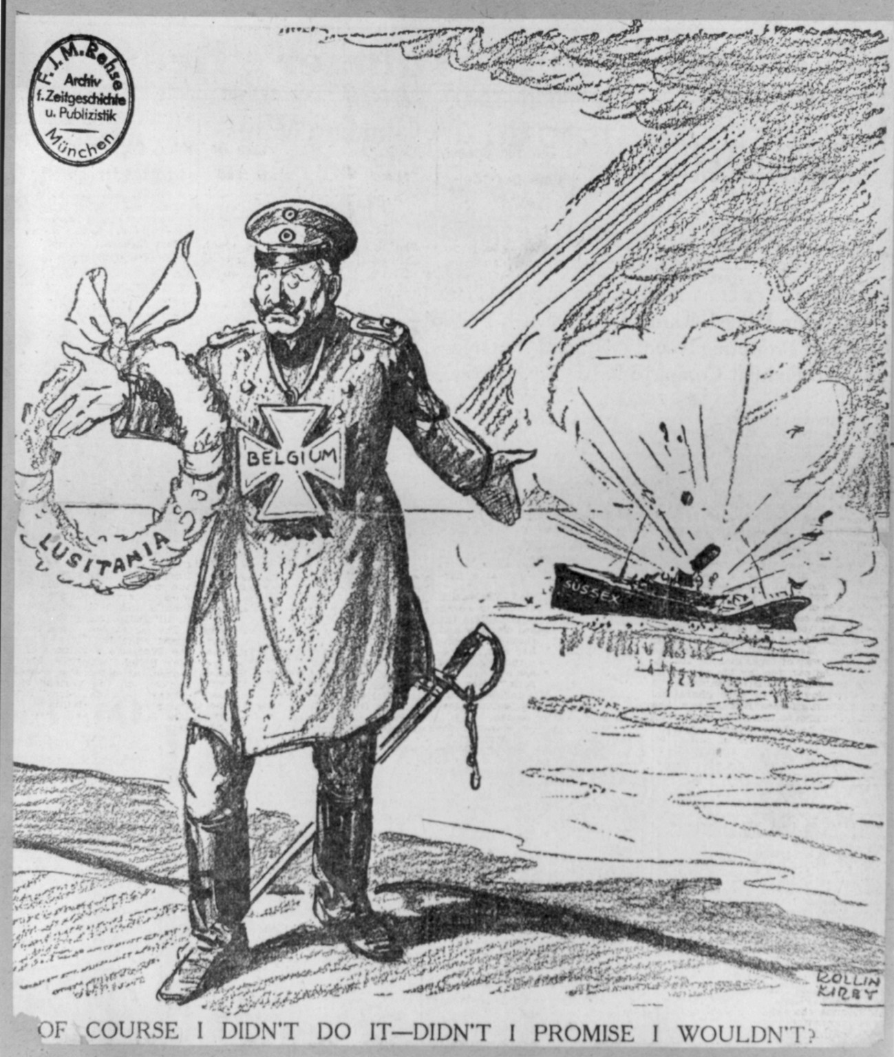 [Anti-German cartoons concerning the U-Boat sinking of the Steamer SUSSEX in 1916], [no date recorded on caption card] — historic print