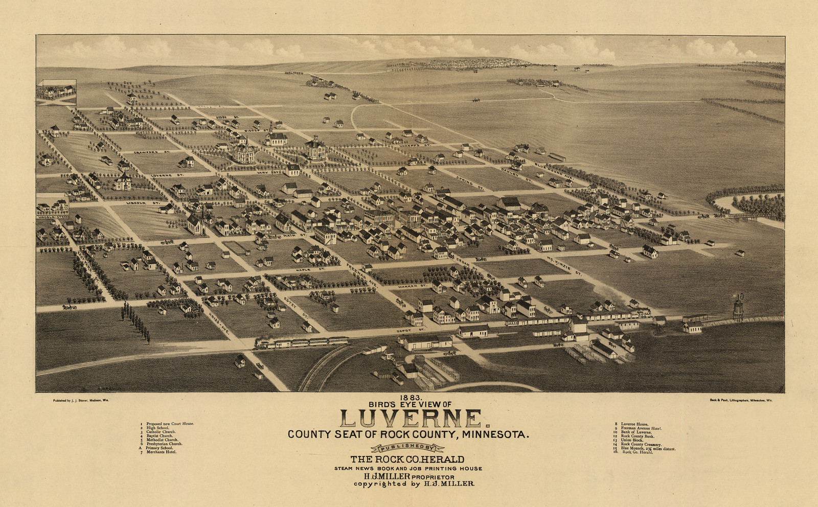 Luverne, Minnesota, 1883, 1883 — antique map