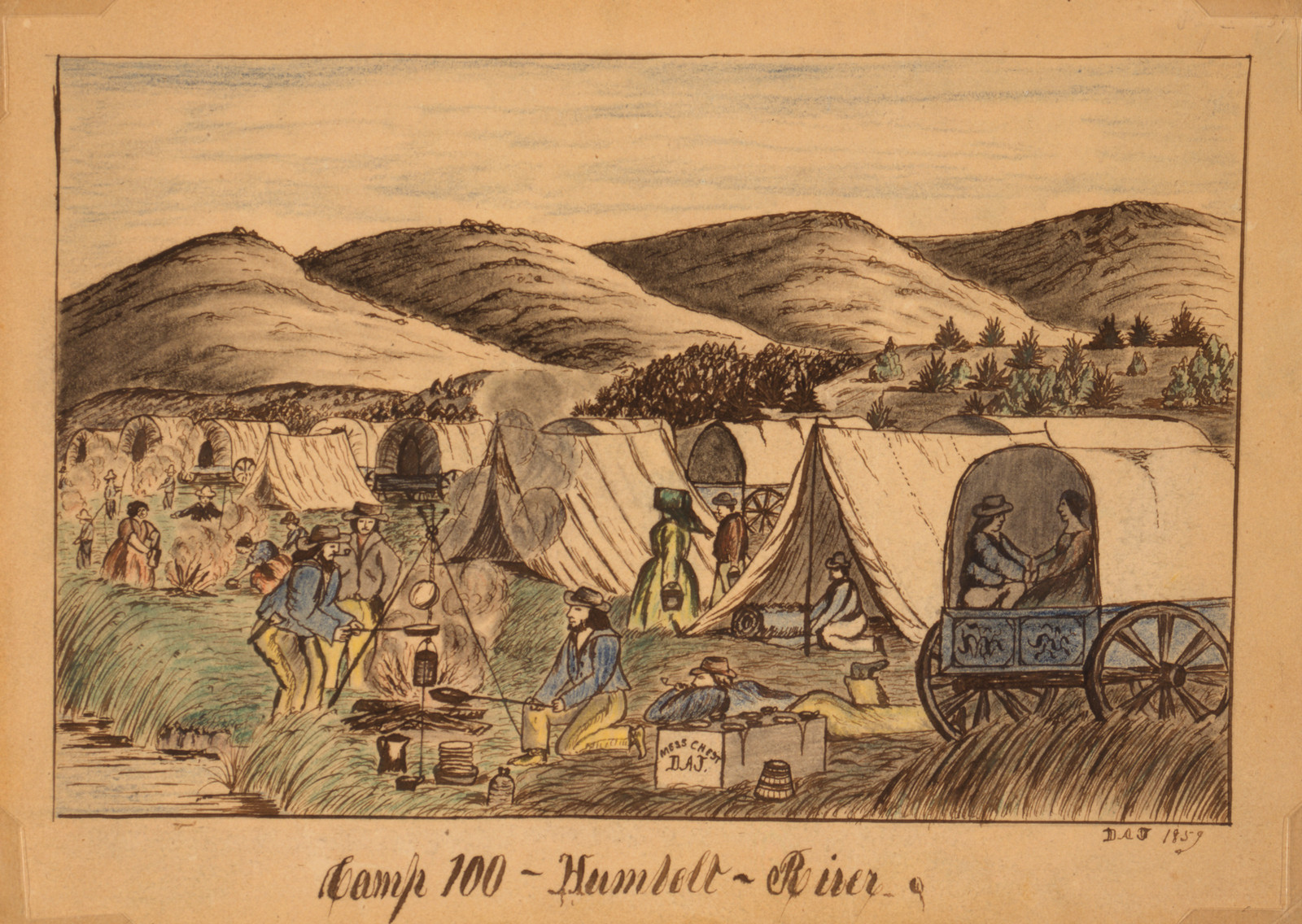 Camp 100 - Humbolt [sic] River, 1859 — historic drawing
