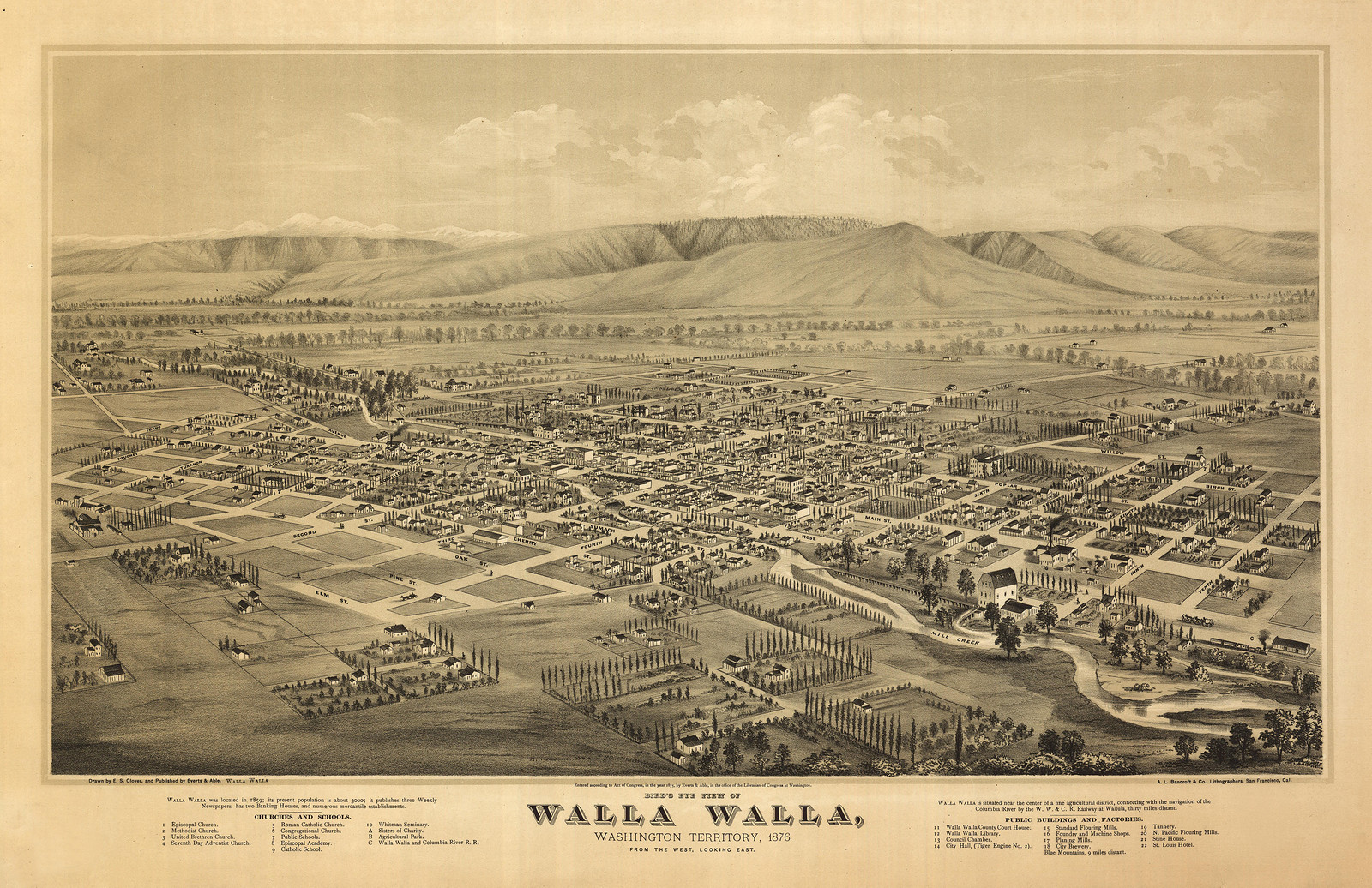 Walla Walla, Washington, 1876, 1876 — antique map