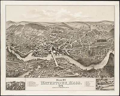 View of Watertown, Mass. 1879 bird's-eye map