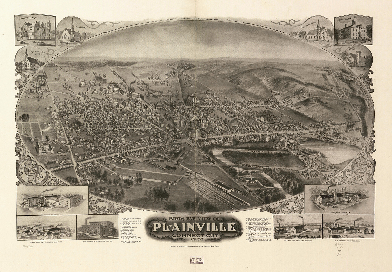 Plainville, Connecticut, 1907, 1907 — antique map