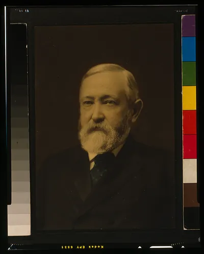 [Benjamin Harrison, head-and-shoulders portrait, facing slightly left]