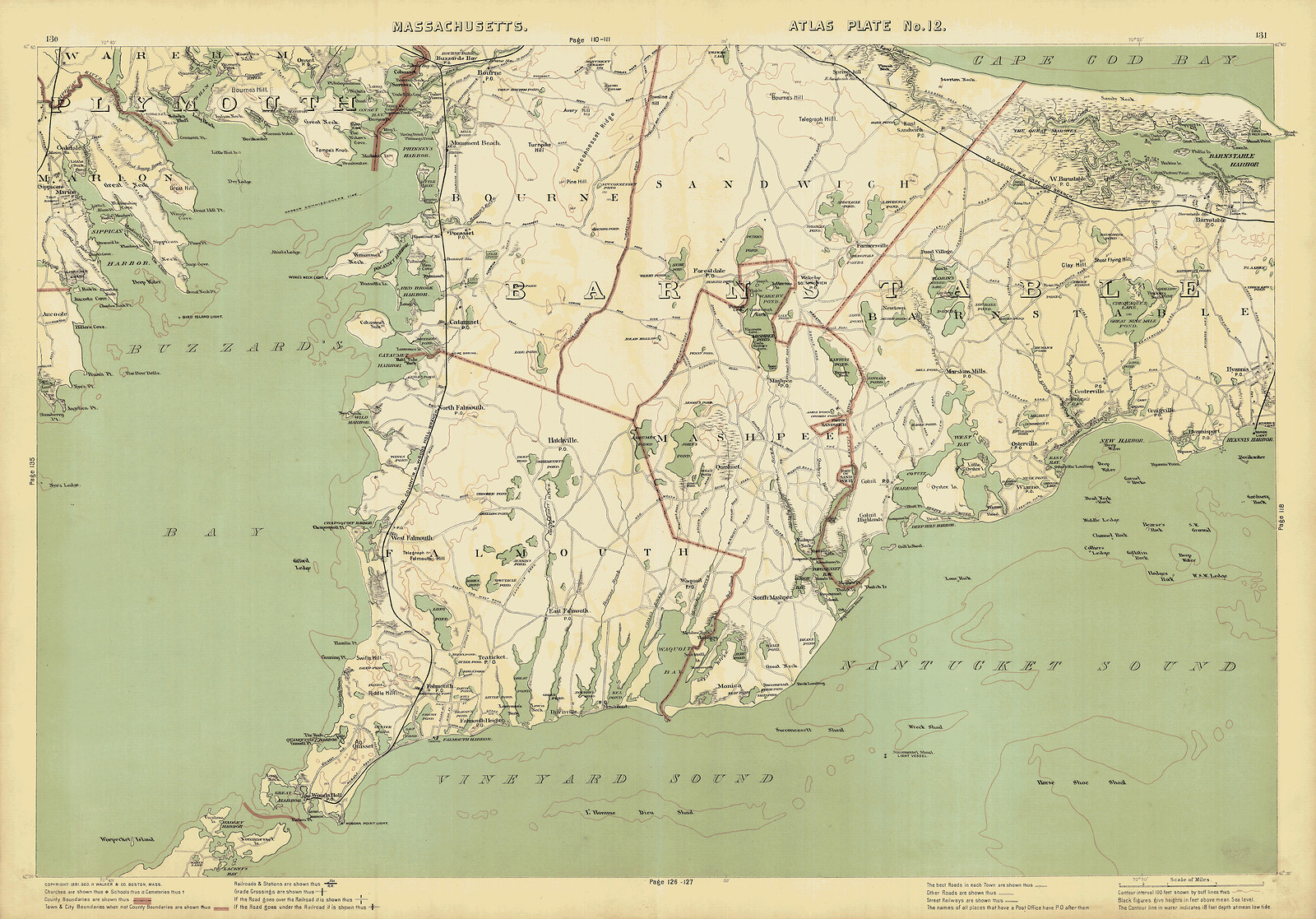 Historic atlas map of Cape Cod and Barnstable, Massachusetts — antique map