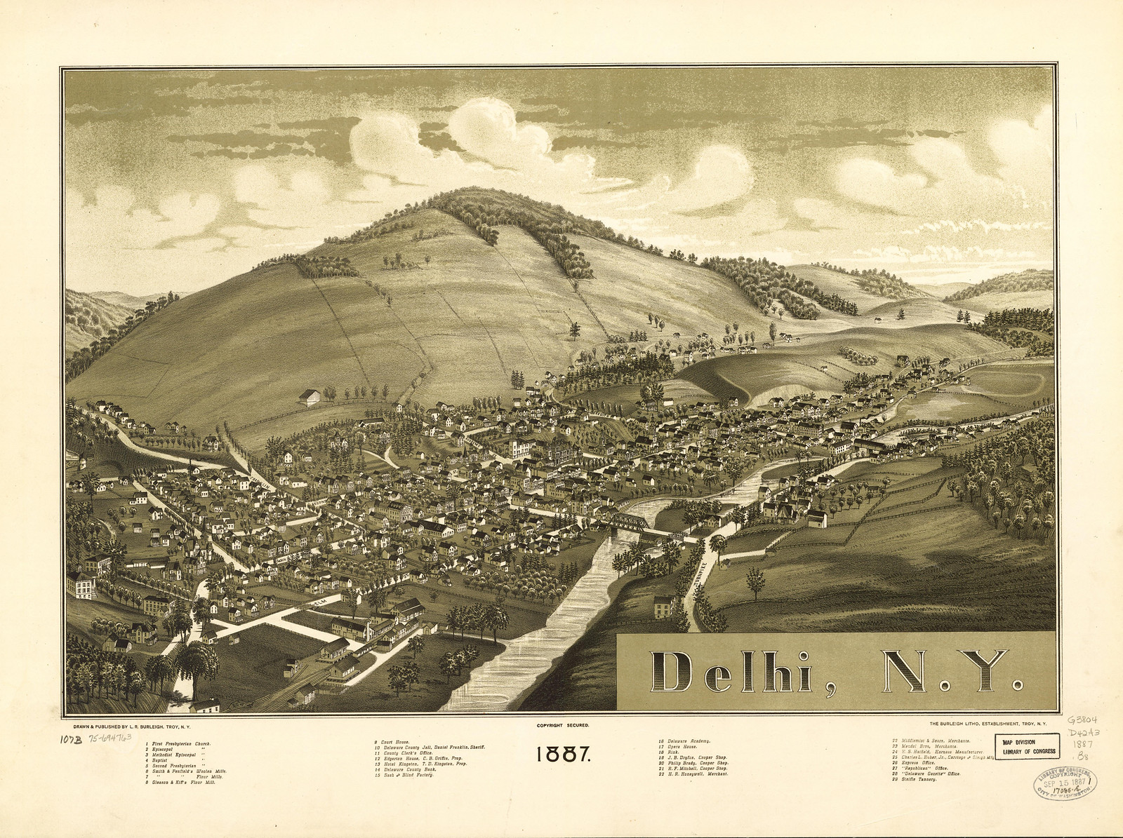Delhi, New York, 1887, 1887 — antique map