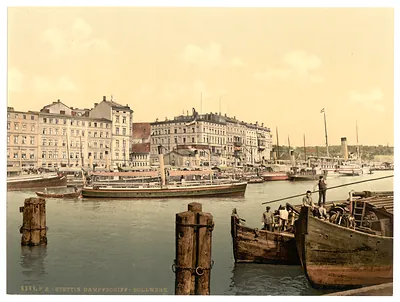 Steamship wharf Stettin Harbor Pommeraina Germany (i.e. Szczecin Poland)