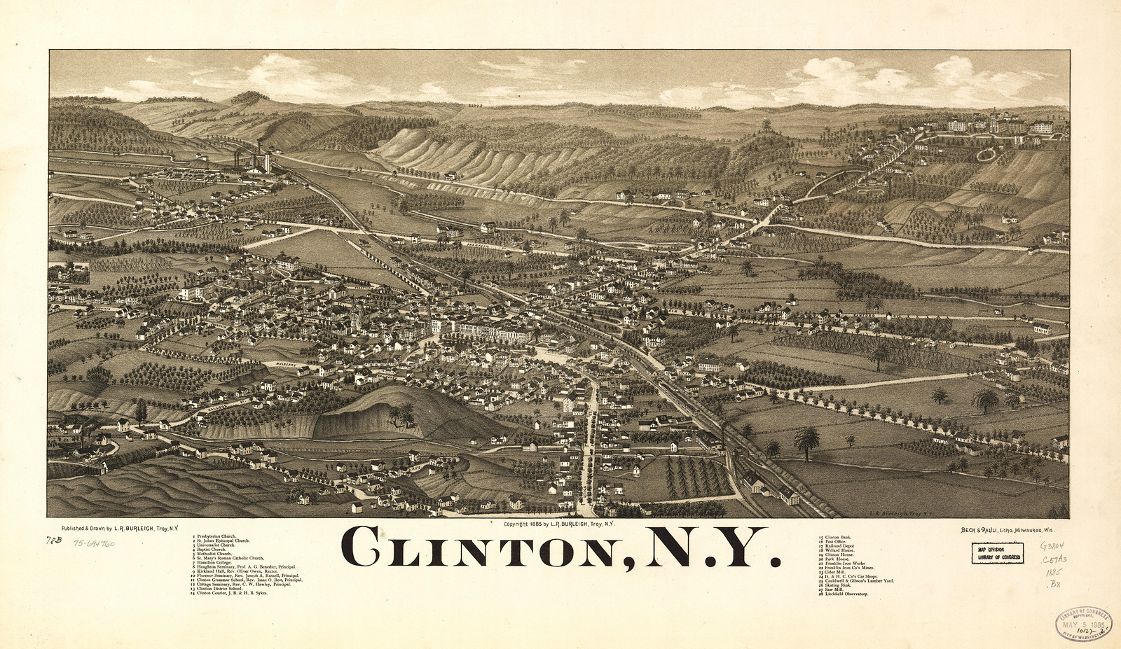 Clinton, New York, 1885, 1885 — antique map