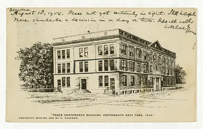 Peace Conference Building, Portsmouth Navy Yard, 1905 postcard