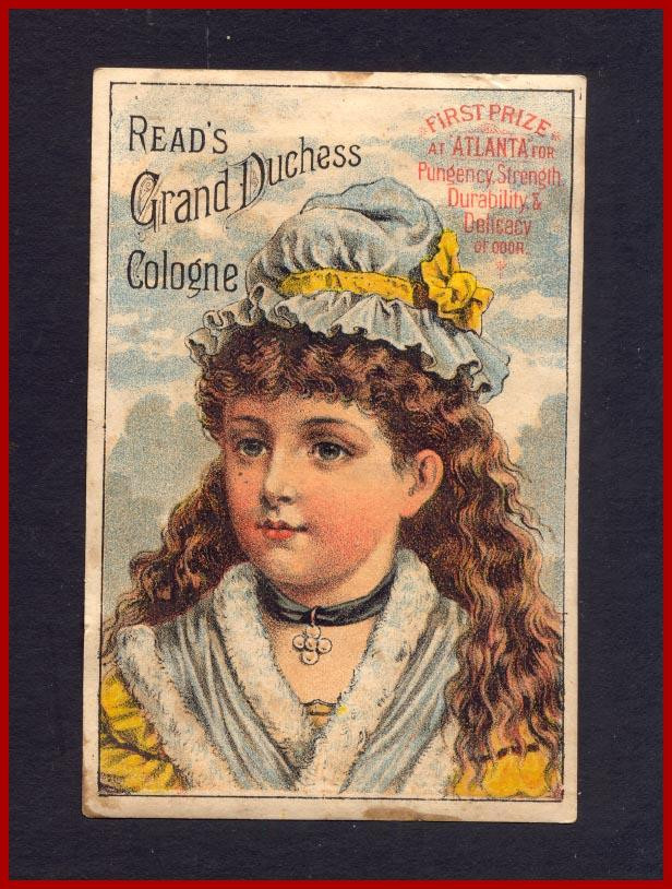 Read's Grand Duchess Cologne trade card with girl portrait — historic image