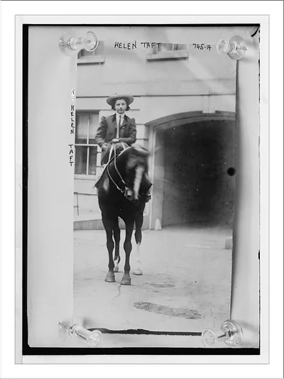 Helen Taft, on horse