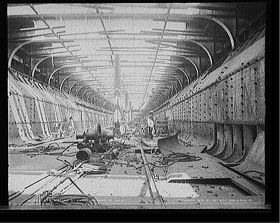 Str. Wm. E. Corey, interior of hold, c1905. — historic photograph