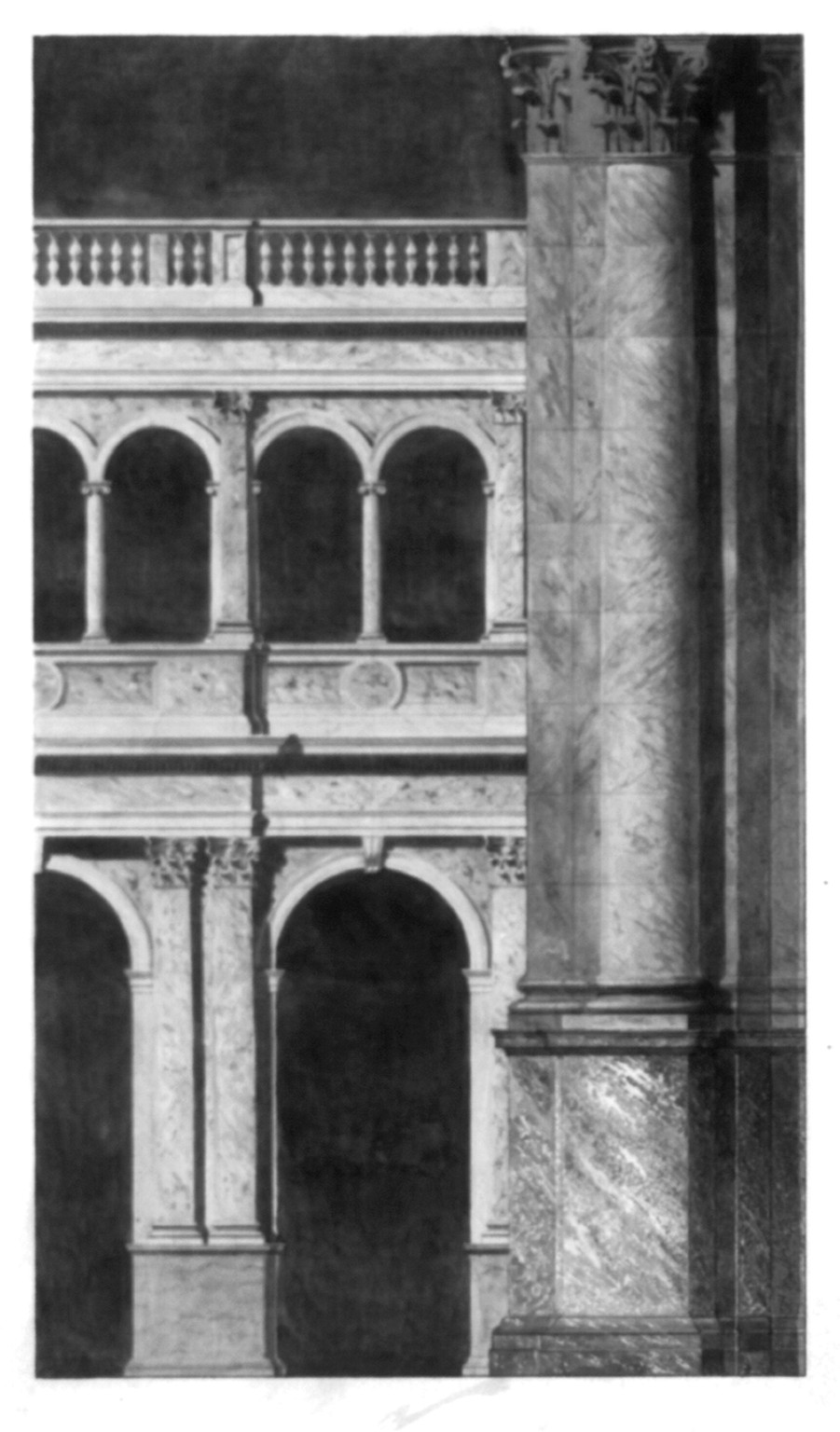 [Library of Congress (Congressional Library Building") D.C. Interior marble arches and columns]", ADE - UNIT 2446, no. 9 (D size) [P&P]Check for an online group record (may link to related items) — historic drawing