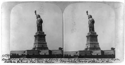 Bartholdi's colossal Statue of Liberty presented to Americans by the French people, Bedloes Island, New York Harbor