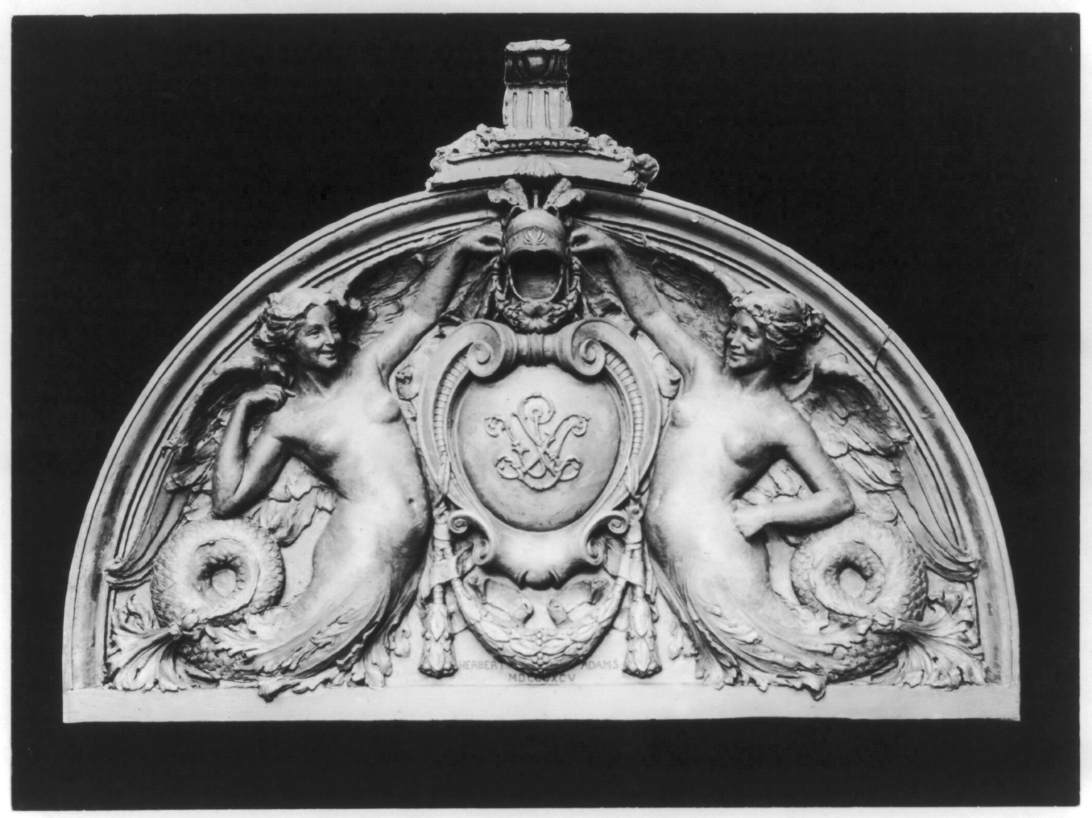 Library of Congress. Congressional Reading Rooms. Senate Reading Room. Oak doorhead by Herbert Adams — historic photograph