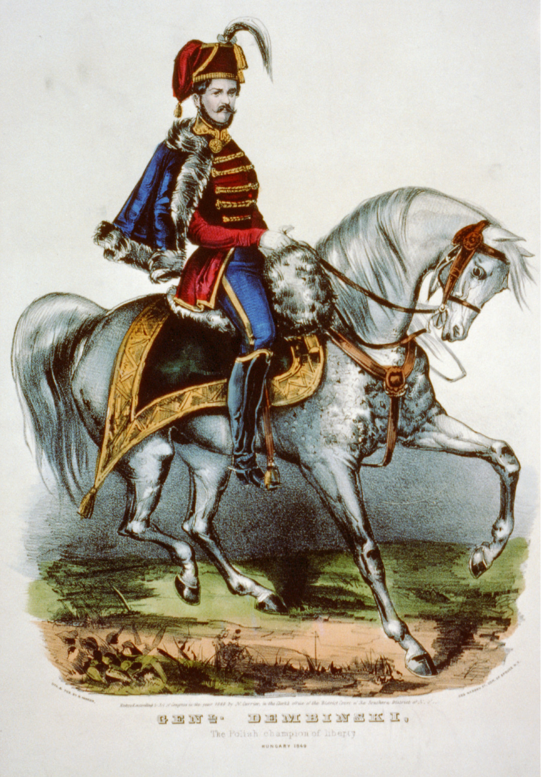 Genl. Dembinski: the Polish champion of liberty, New York : Published by N. Currier, c1849. — antique lithograph