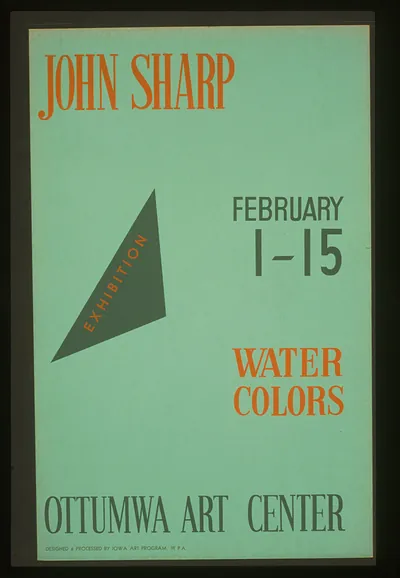 John Sharp - exhibition February 1-15 water colors Ottumwa Art Center / designed & p