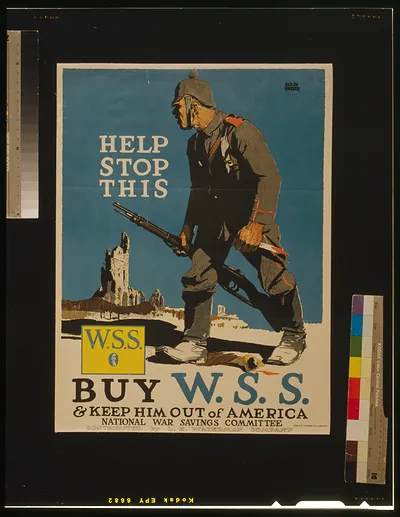 Help stop this - Buy W[ar] S[avings] S[tamps] keep him out of America / Adolph Treidler.