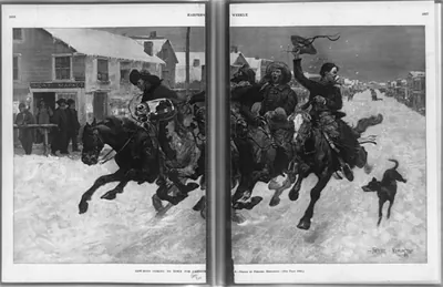Cowboys coming to town for Christmas / drawn by Frederic Remington.