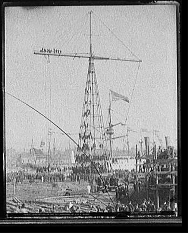 Spectators on day of launching of U.S.S. Maine, [1889] — historic photograph
