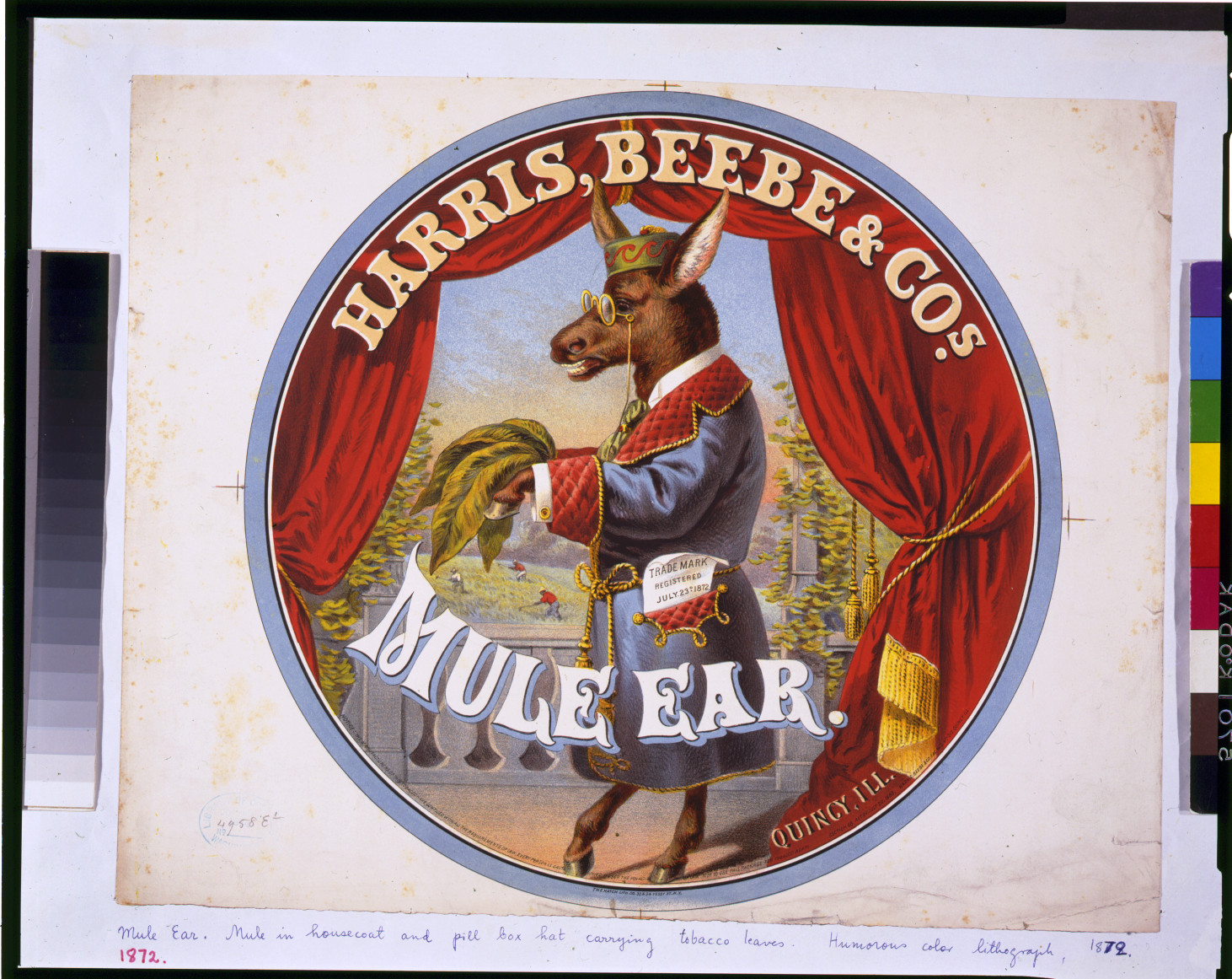 Mule ear--Harris, Beebe & Cos., Quincy, Ill. / The Hatch Lith. Co., 32 & 34 Vesey St. N.Y., c1868. — antique lithograph