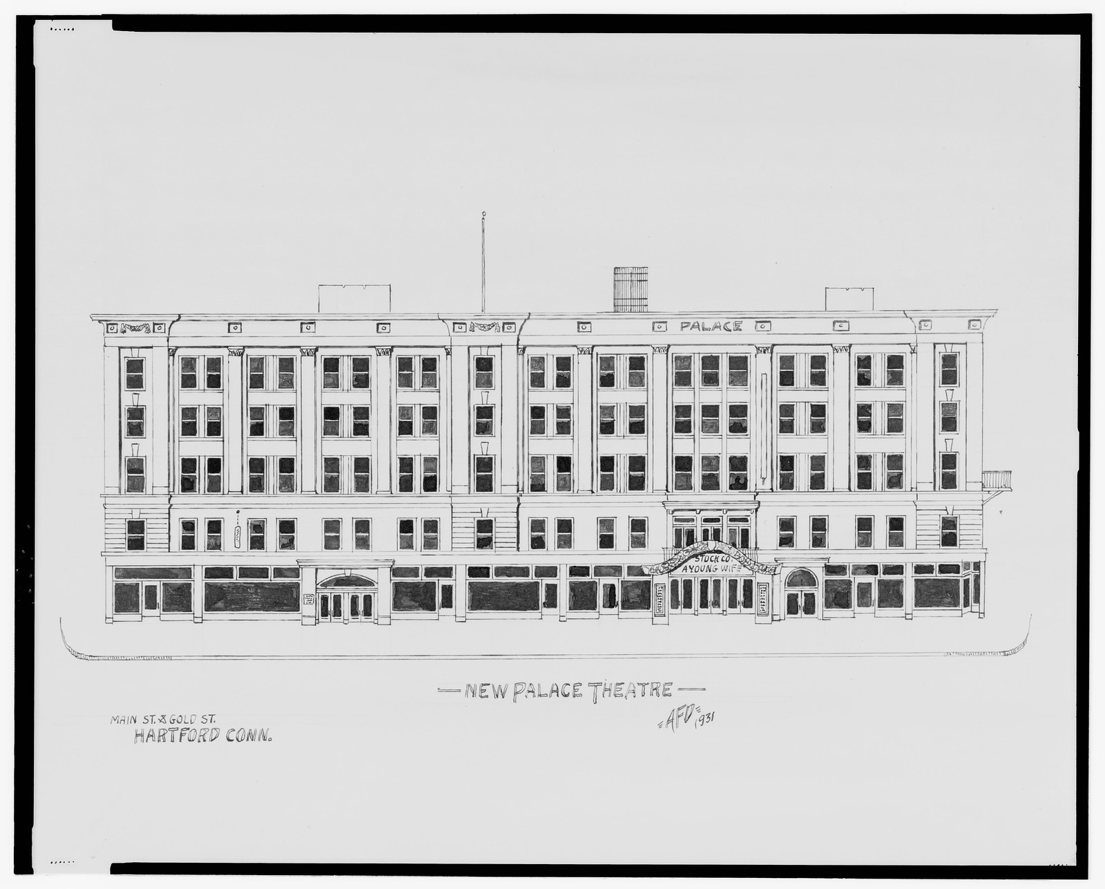 [New Palace Theatre, Main St. and Gold St., Hartford, Connecticut] / AFD 1931., And Engineering (ADE) Drawings — vintage poster