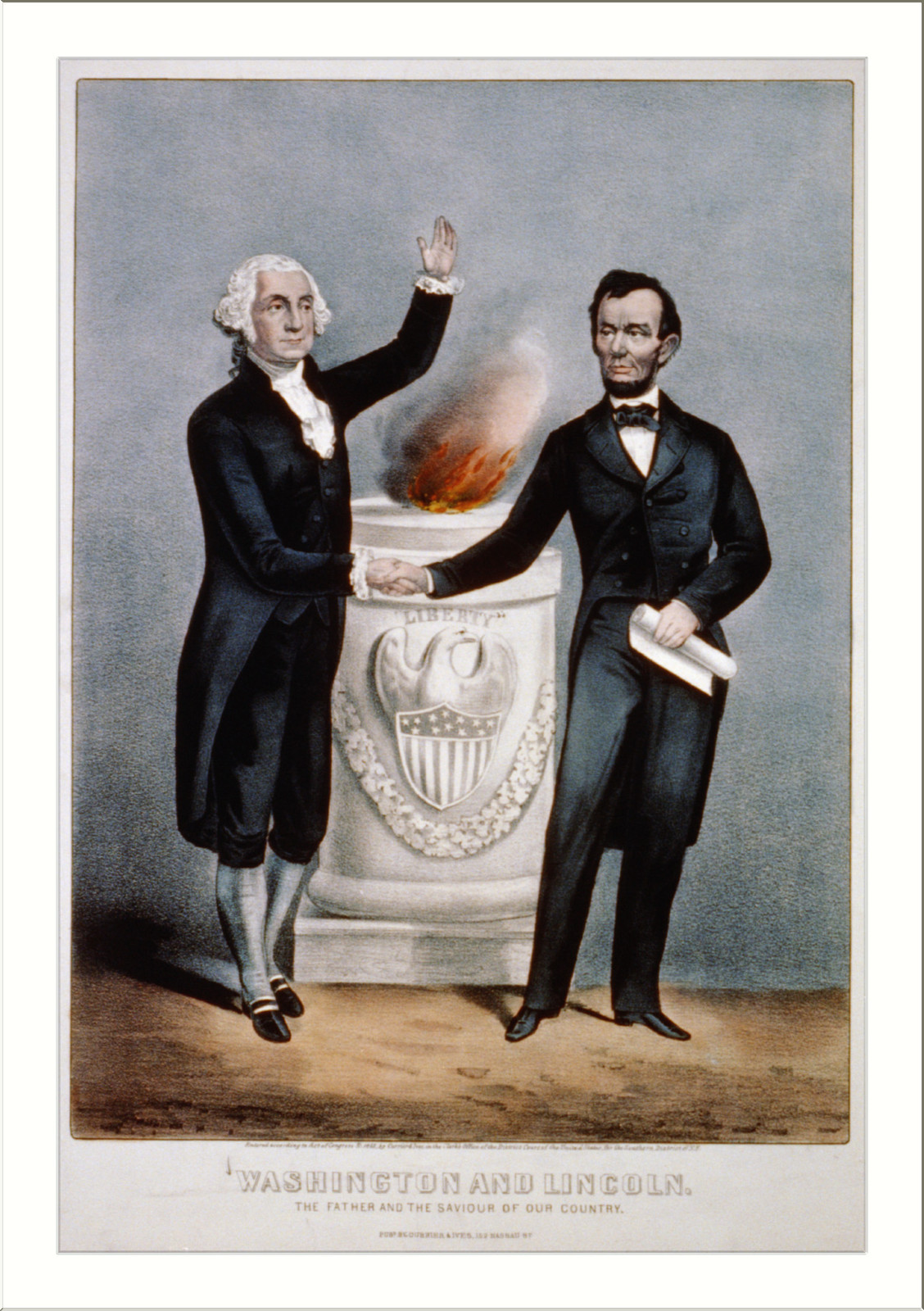 Washington and Lincoln, the Father and Saviour of Our Country — historic image